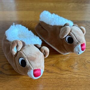 Rudolph the Reindeer bedroom slippers, baby / toddler, 4.5” long